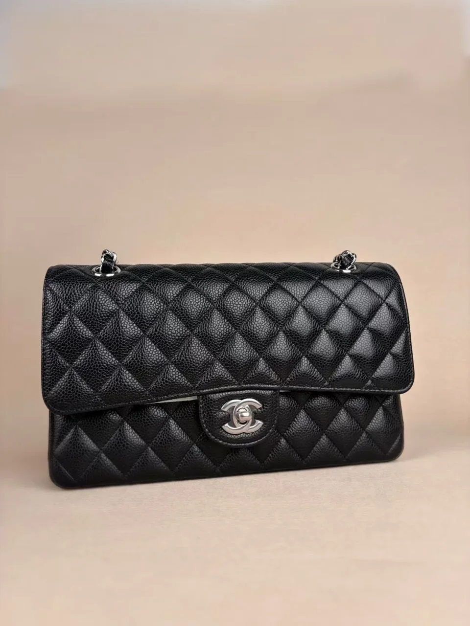 Chanel Classic Flap Medium 25 Black Silver Hardware Bag product view 1