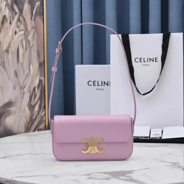 Celine Triomphe Handbag Pink Smooth Leather 20x12cm product photo