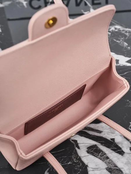 Chanel Caviar Preppy Coco Mini Flap bag in light pink color product view 4