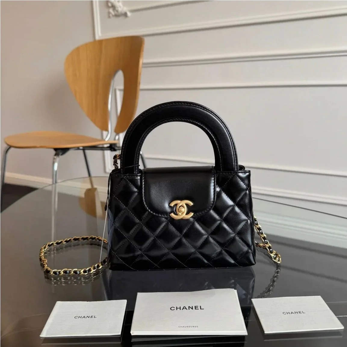 Chanel Kelly Mini Shopping Bag Black product view 1