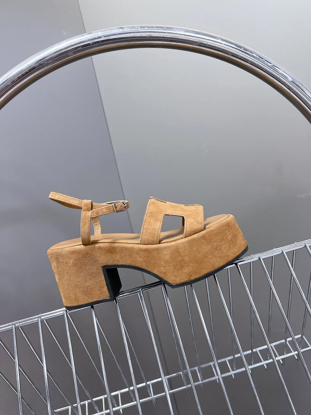 Hermès Women Tan Suede Platform Sandals product view 6
