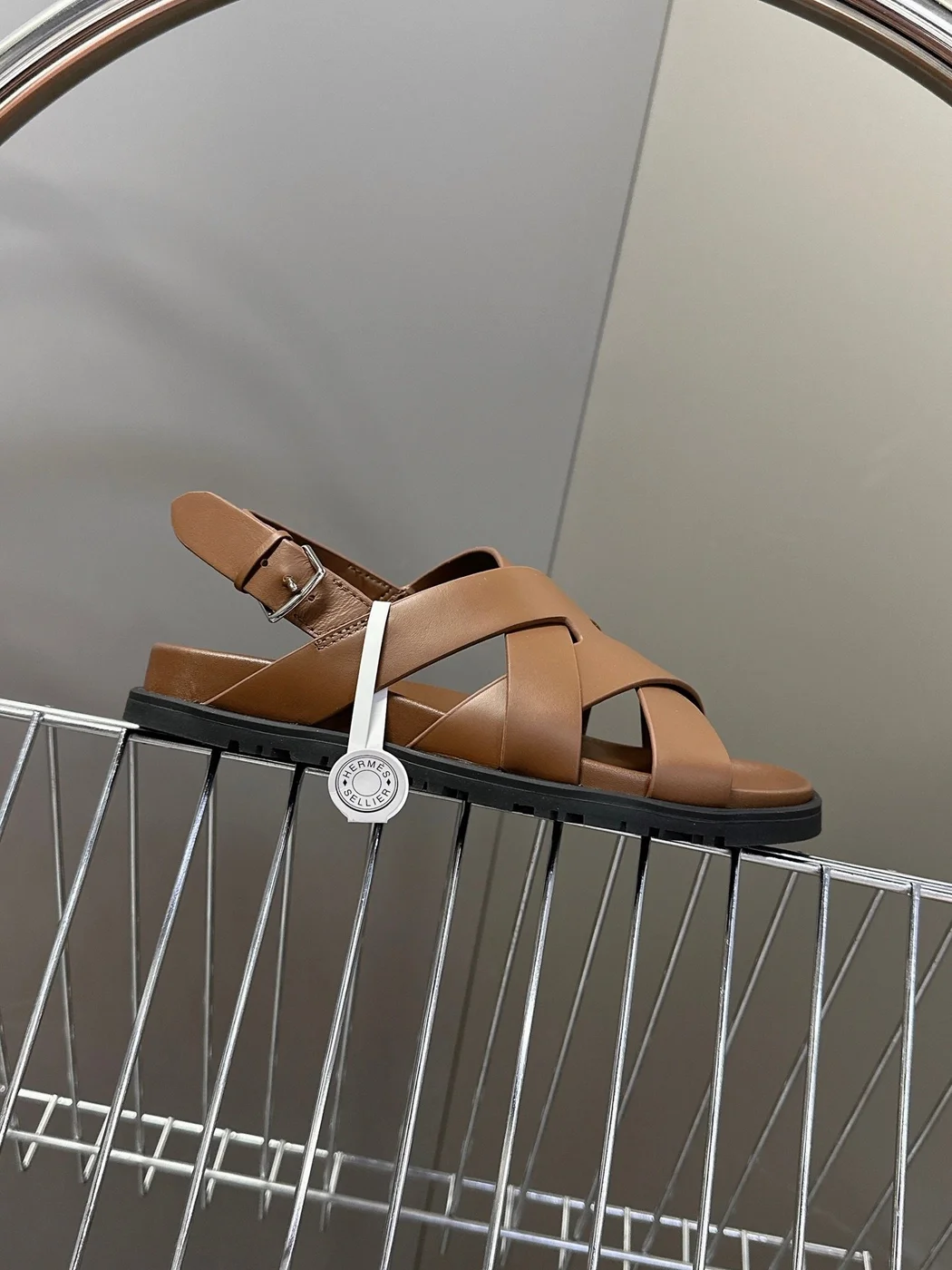 Hermès Women Brown Leather Strappy Sandals product view 6