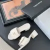 Chanel Women Cream Slides — Gold-Tone CC Detail product view 4