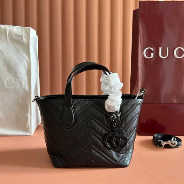 Gucci 26S GG Marmont Tote Bag 17 In Black Calfskin product photo