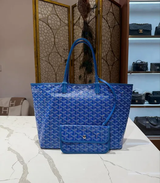 Goyard Anjou PM Reversible Tote Bag in Blue Goyardine product photo