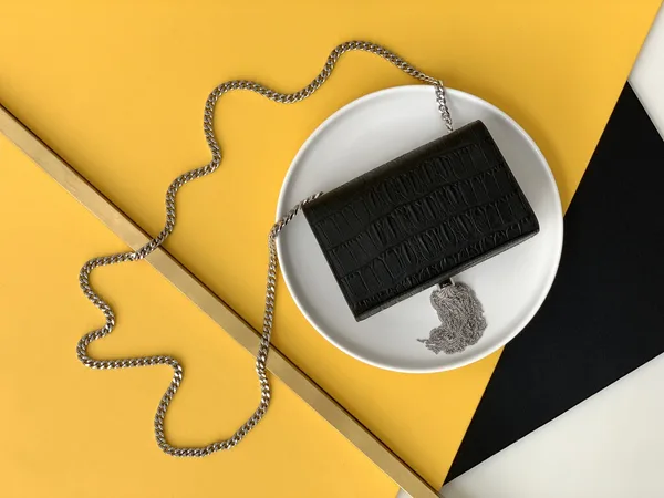 Saint Laurent Black Leather Small Kate Tassel Crossbody Bag Silver product view 2
