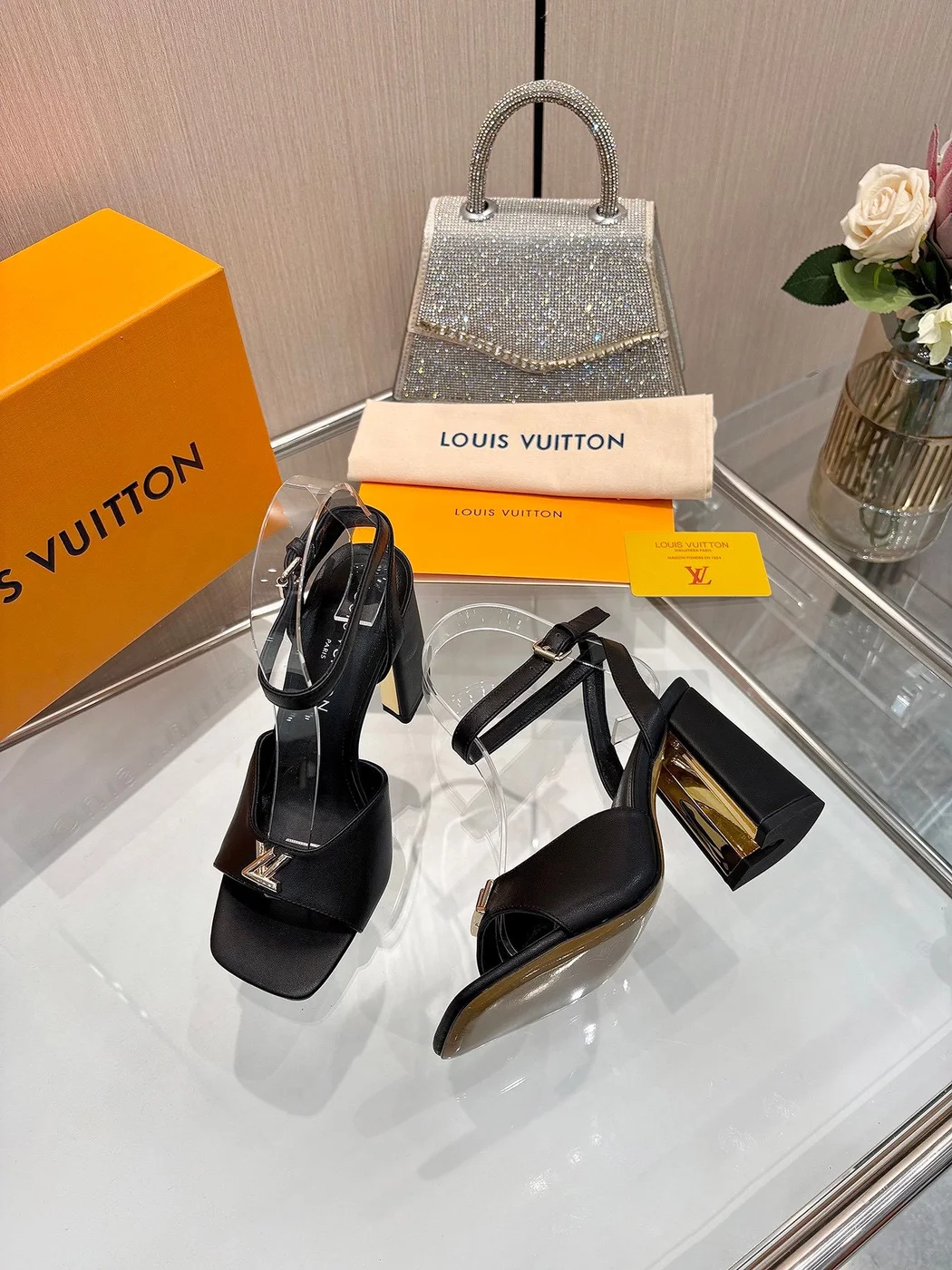 Louis Vuitton Women Black Platform Ankle-Strap Sandals product view 4