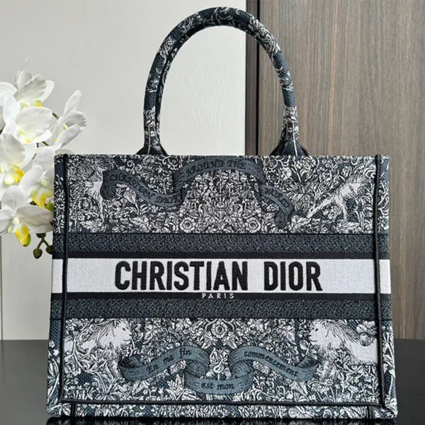 Dior Medium Book Tote — Around the World Pattern Dark Blue product photo