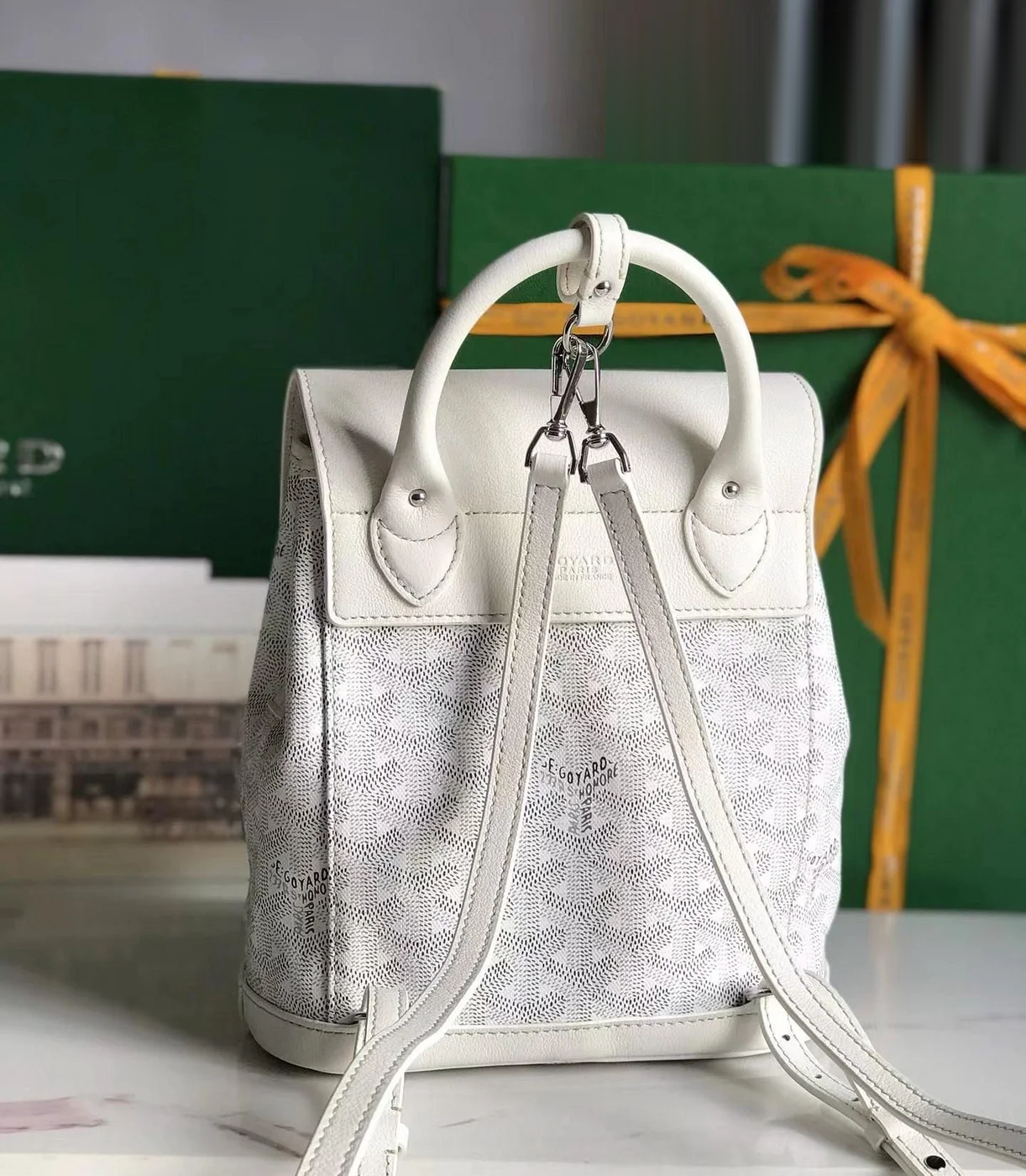 Goyard Goyardine Mini Alpin Backpack in white product view 2