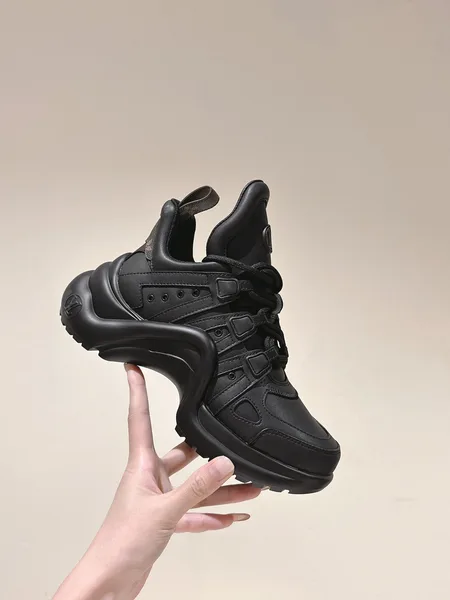 Louis Vuitton Women Black Leather Sporty Chunky Sneakers product photo