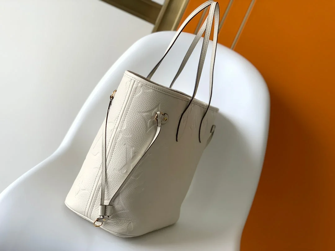 Louis Vuitton Neverfull MM White Monogram Empreinte Leather Bag product view 4