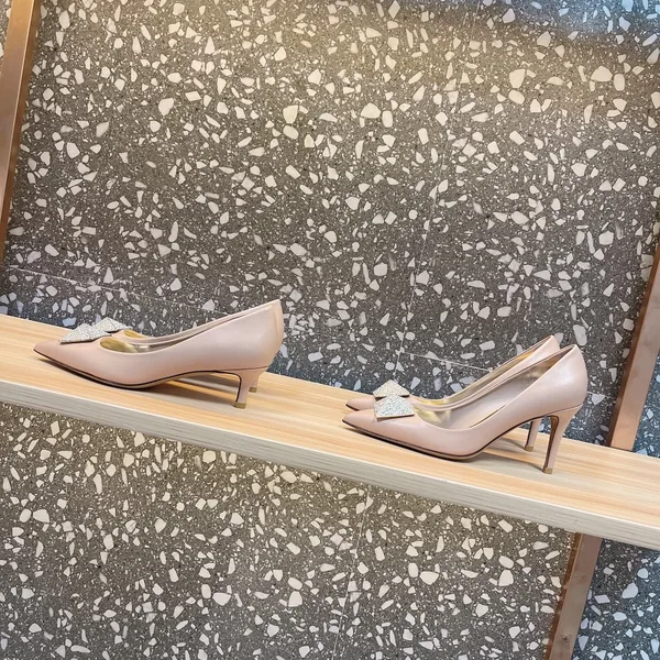 Valentino Women Beige Leather Pointed Toe Pumps product view 5