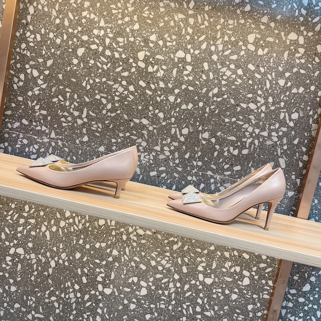 Valentino Women Beige Leather Pointed Toe Pumps product view 5