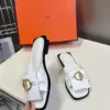 Hermès Women White Leather Mules — Gold-Tone Buckle Open-Toe Style product view 5