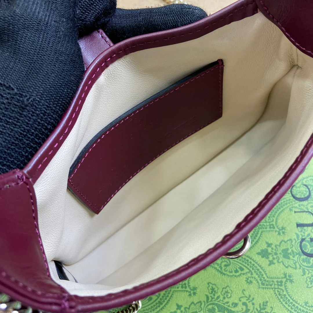 Gucci Jackie Notte Mini Bag 19 In Burgundy Red Calfskin Gold Hardware product view 8