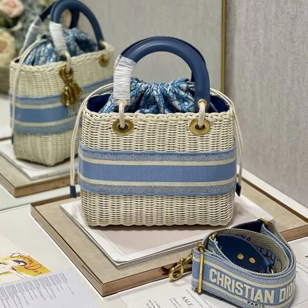 Dior Lady Wicker Bag — Blue Trim product view 5