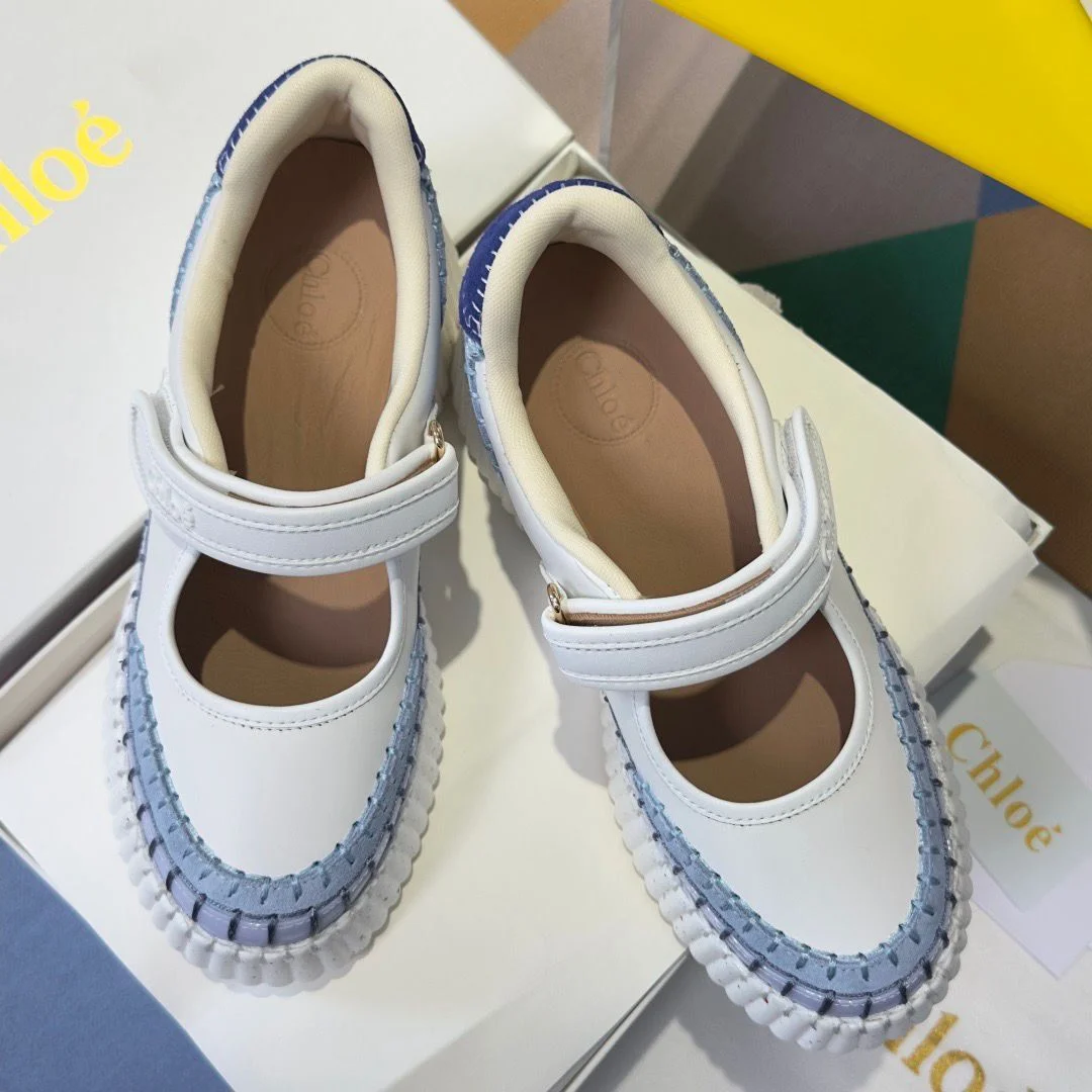 Chloé Nama wedge sneakers in Ashes Blue and white product view 5