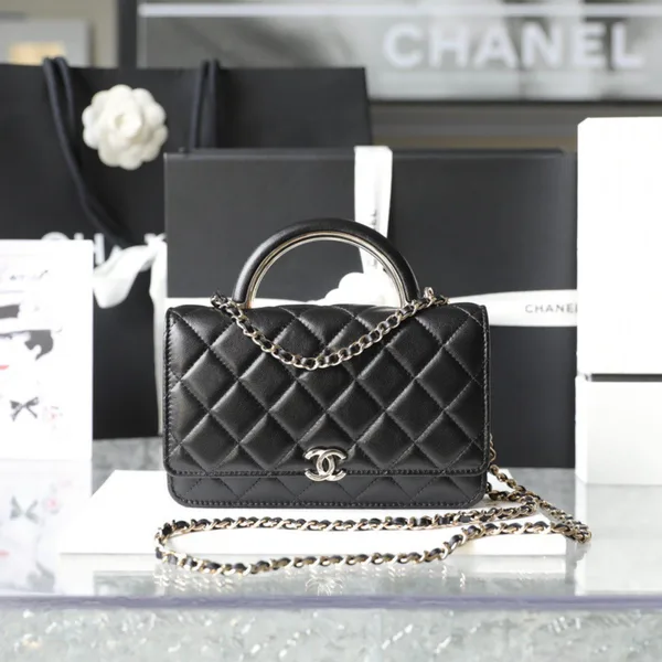 Chanel Woc Handbags Lock Silver Mix Handle Leather 19x12cm product photo