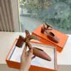 Hermès Women Brown Leather Heels — Ankle-Strap Style product view 4