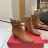 Valentino Women Brown Leather Ankle Boots — Heeled Chain-Cuff Style product view 1