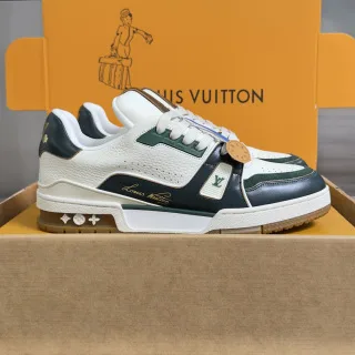 Louis Vuitton Trainer Sneakers — White and Dark Green product photo