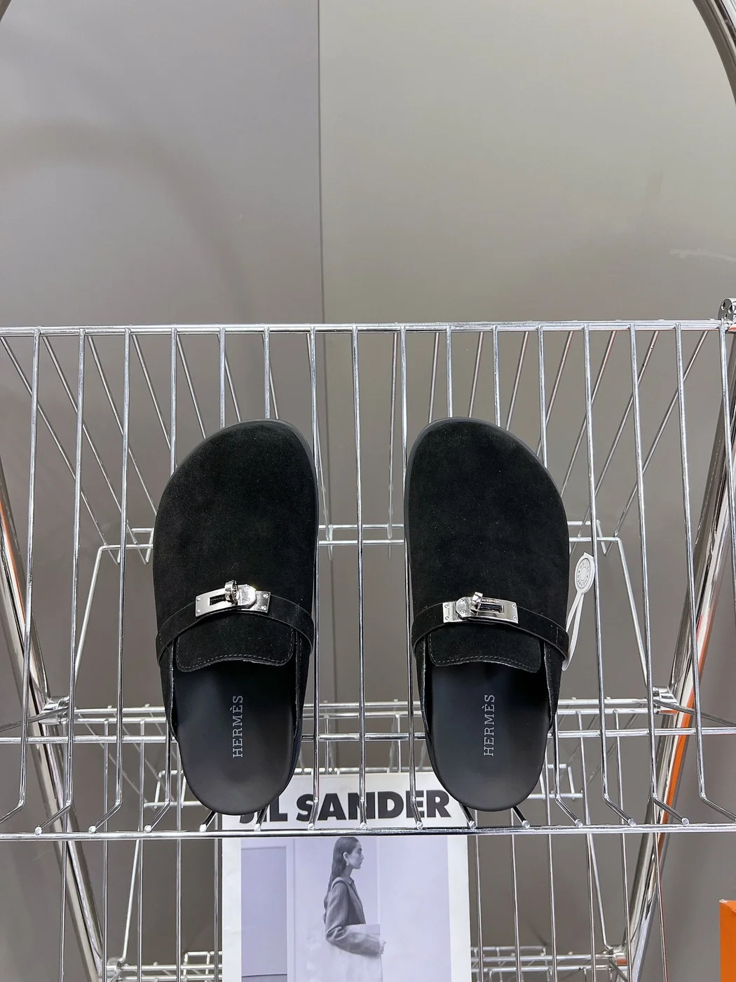 Hermès Women Black Suede Leather Slippers product view 6