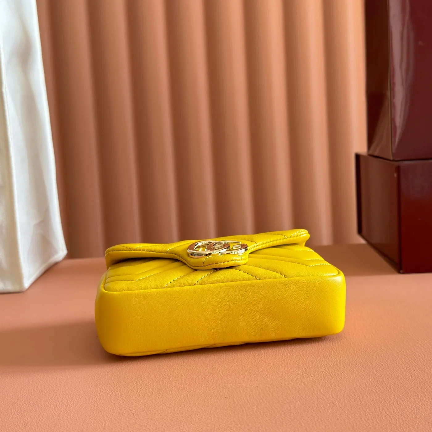 Gucci GG Marmont Bag 16 In Yellow Lambskin product view 3