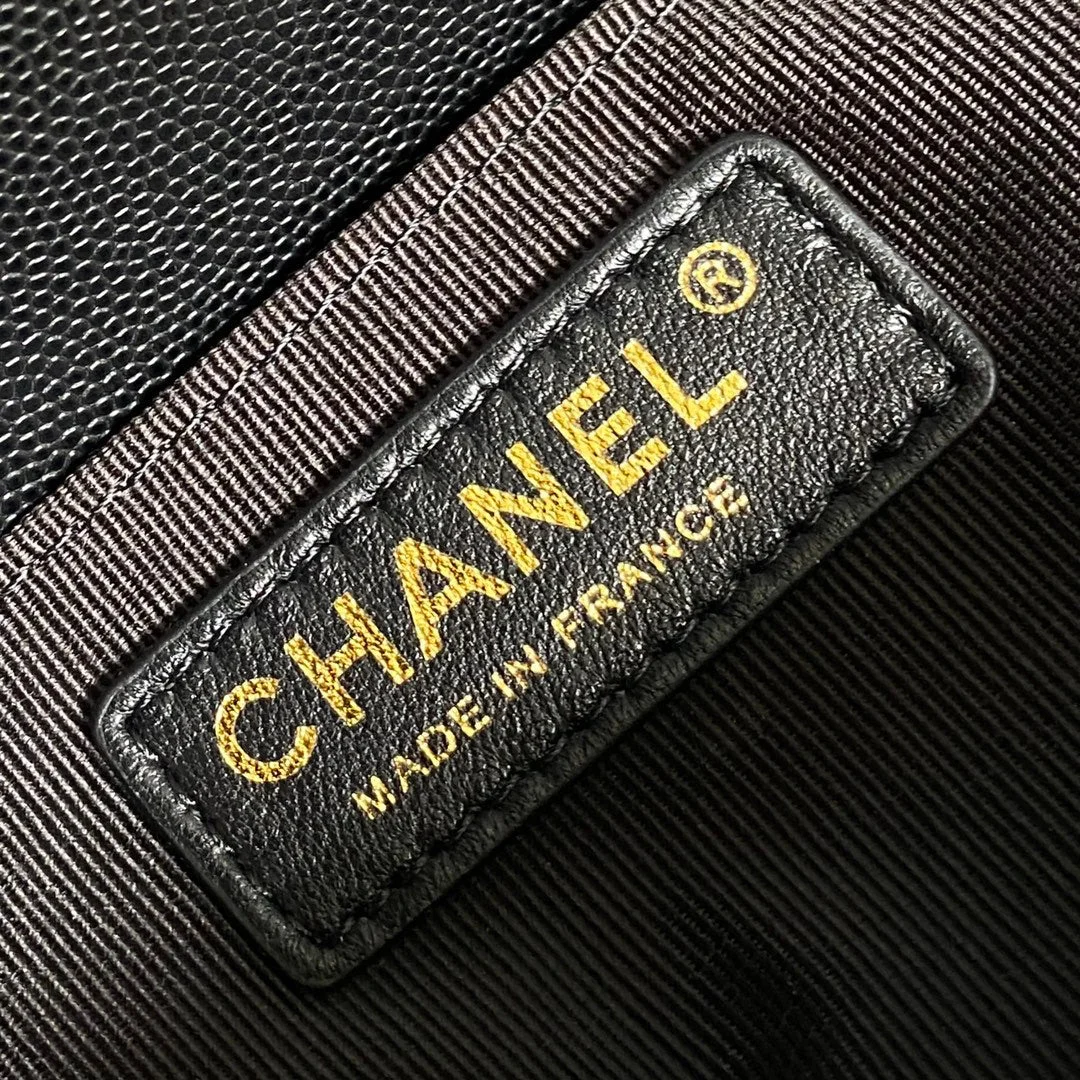 Chanel Medium 25 Boy Bag In Black Lambskin Gold Hardware product view 5