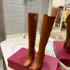 Valentino Women Brown Leather Knee High Boots — Upper-Shaft Buckle Detail product view 4