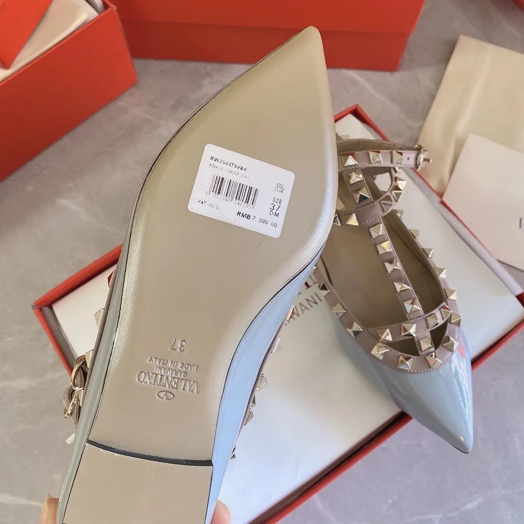Valentino Women Blue Patent Leather Studded Flats product view 5