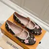 Louis Vuitton Women Brown Canvas Pink Floral Patterned Flats product view 1