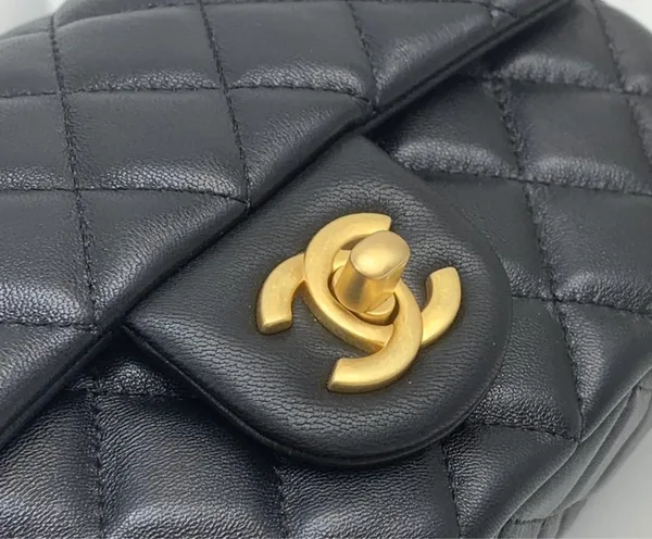 Chanel Lambskin Quilted Mini Rectangular Sweet Camellia Flap Black Bag product view 2