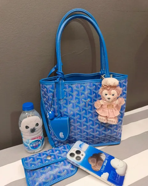 Goyard mini anjou bag blue leather product photo