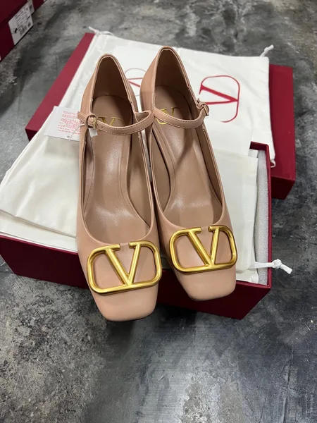 Valentino Women Beige Leather Mary Jane Flats product photo
