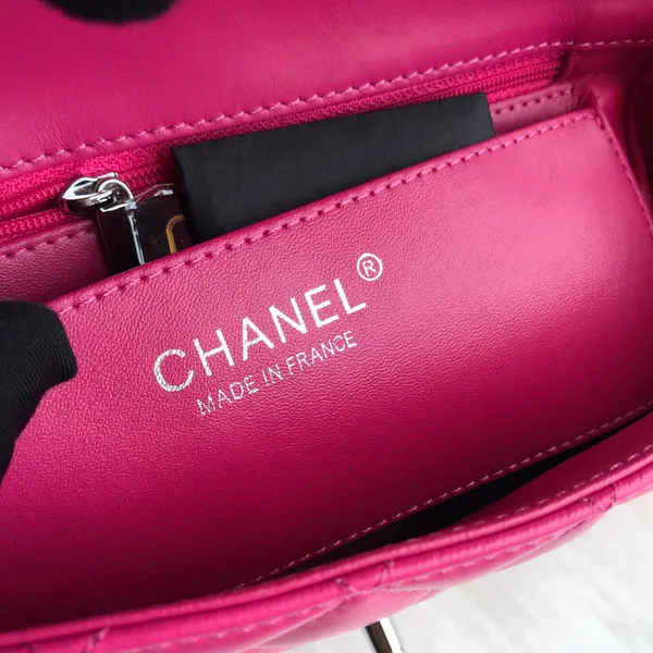 Chanel 20 Classic Small Double Flap Bag In Deep Pink Calfskin product view 6