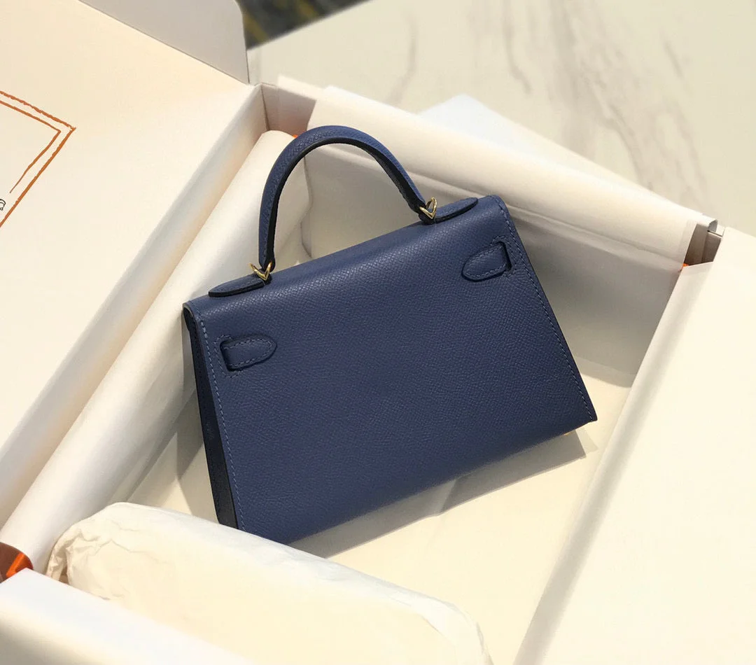 Hermès Mini Kelly Blue with gold-tone hardware Bag product view 4