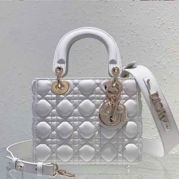 Dior Lady Abc High-end Women’s Handbag White Soft Leather 20 cm product photo