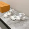 Louis Vuitton Women White Patterned Fabric Sandals product view 3