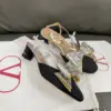 Valentino Women Black Silver Leather Bow Slingback Flats product view 3