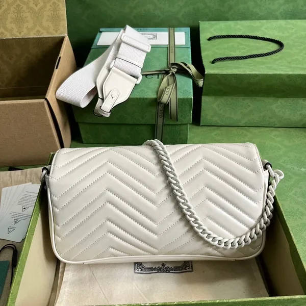 Gucci White Marmont Matelassé Shoulder Bag product view 2