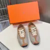 Hermès Women Beige Mesh And Tan Leather Sneakers product view 1