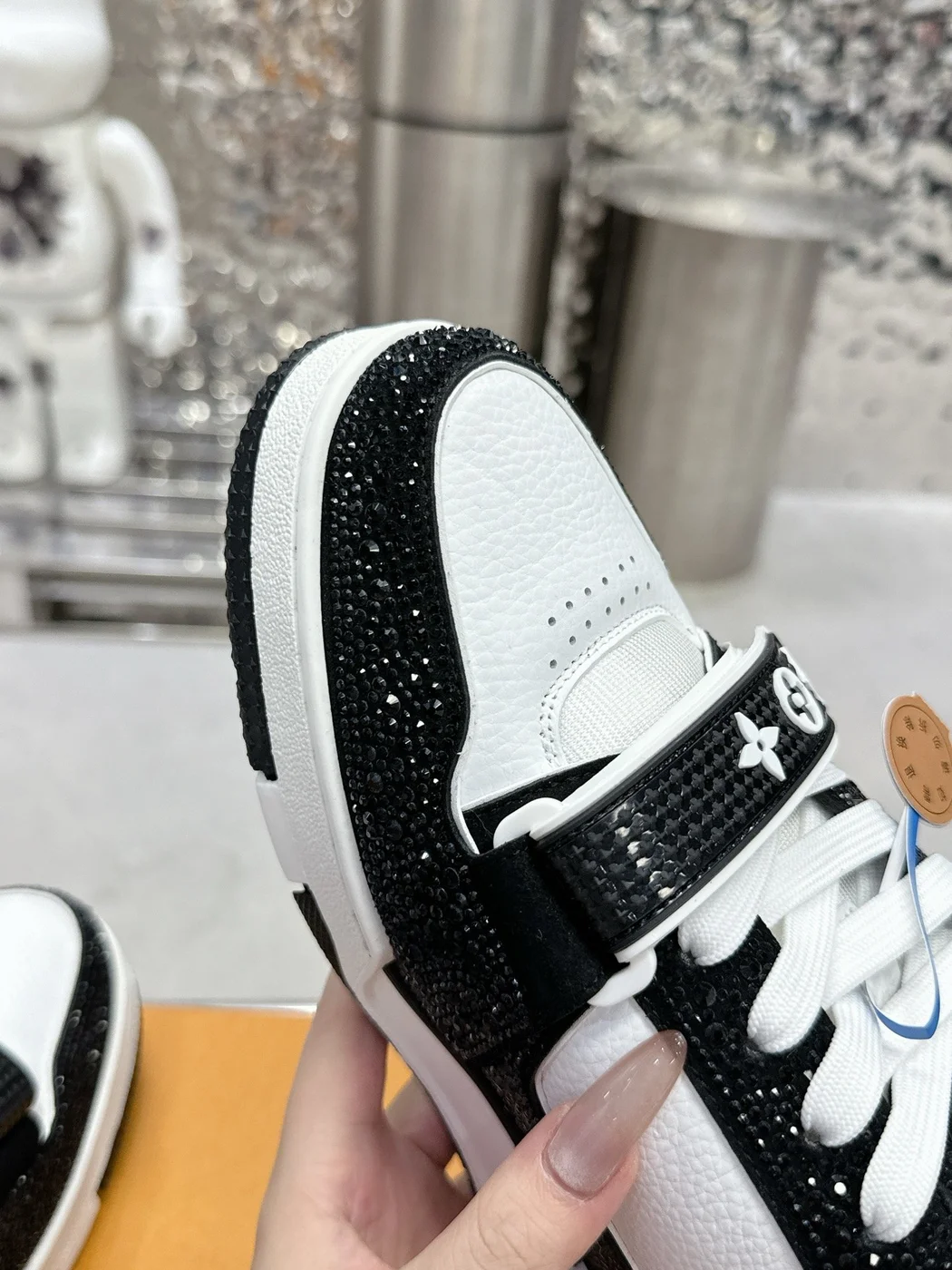 Louis Vuitton Women Black and White Sneakers — Monogram Trainer Style product view 2