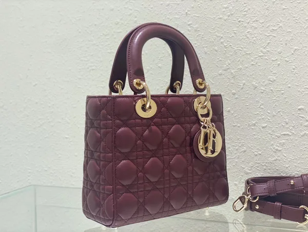 Dior Lady Abc Women’s Handbag, Dark Red, Soft Leather 20 cm product view 3