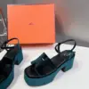 Hermès Women Dark Green Velvet Sandals product view 4