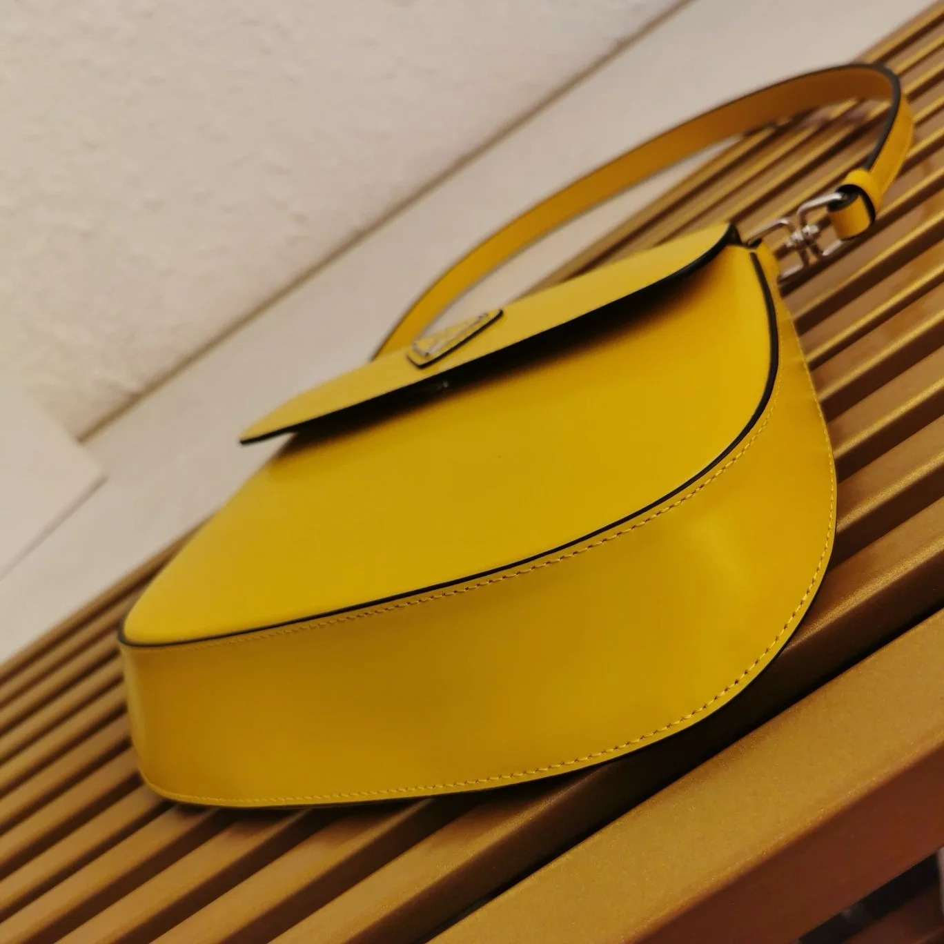 Prada Spazzolato Cleo Shoulder Bag In Yellow product view 5