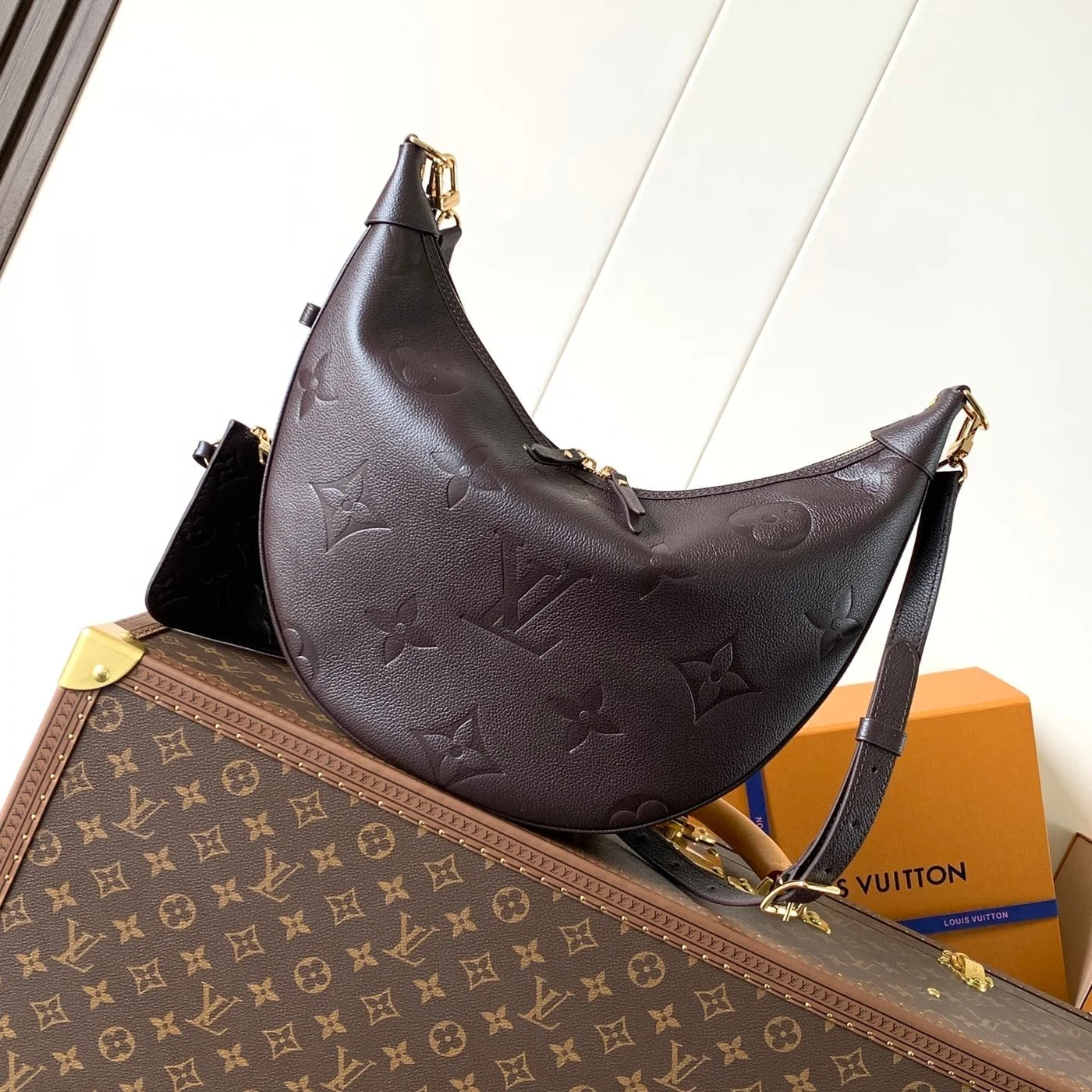 Louis Vuitton Loop Hobo 38 In Dark Brown Monogram Calfskin Embossed Logo Bag product view 1