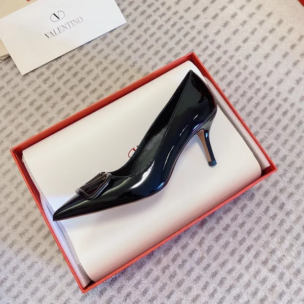 Valentino Women Black Patent Leather Pumps — VLogo Toe Detail product view 3