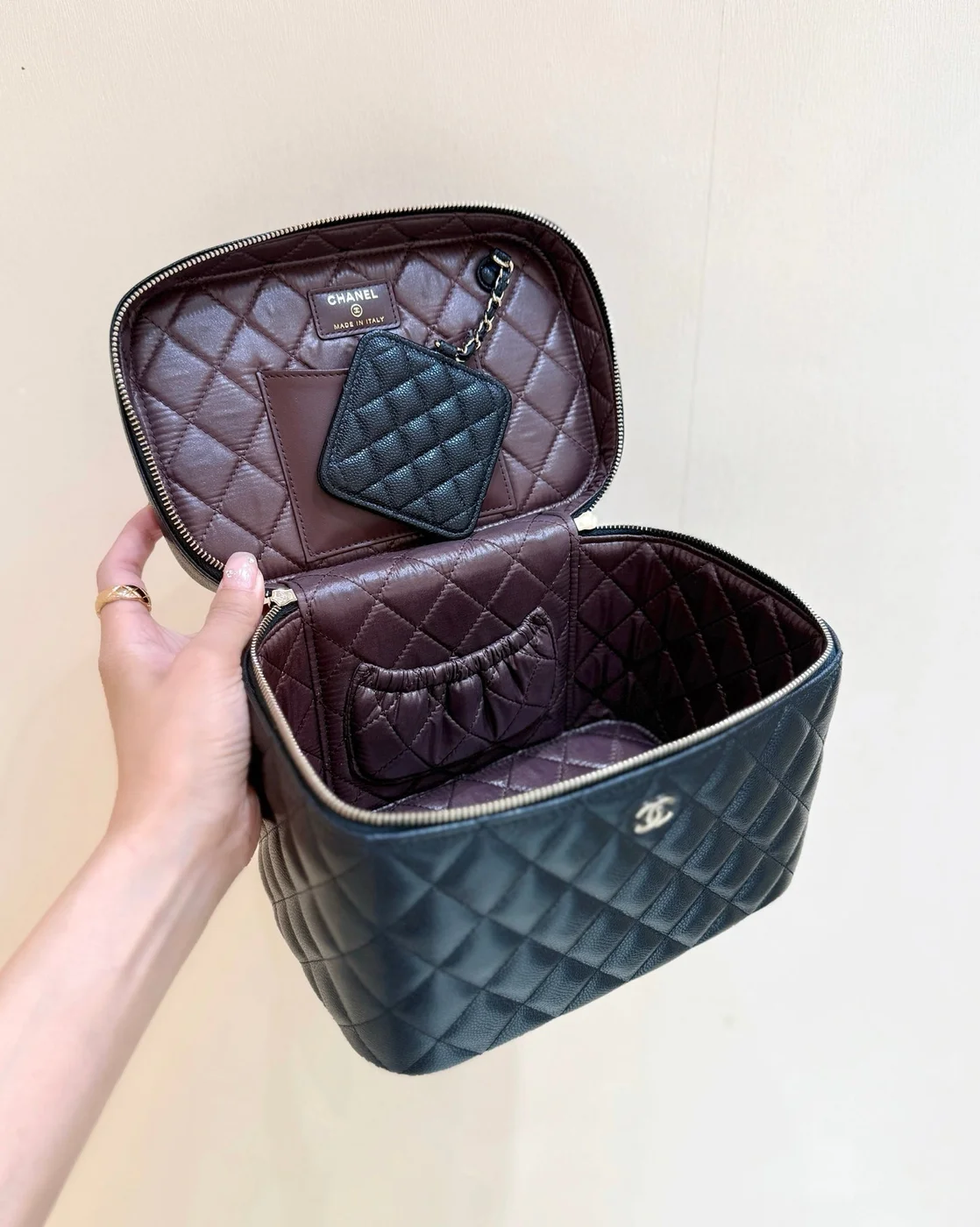 Chanel Quilted Caviar Leather Vanity Case Bag product view 4