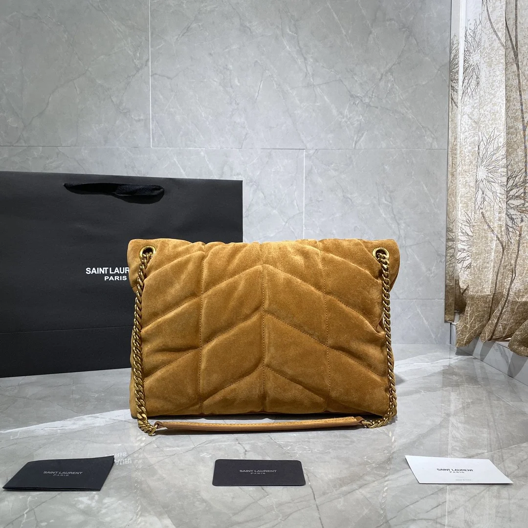 Saint Laurent Puffer Toy quilted leather-trimmed suede shoulder bag product view 3
