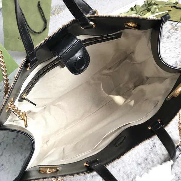 Gucci Brown Large GG Canvas 1955 Horsebit Chain Tote Beige product view 4